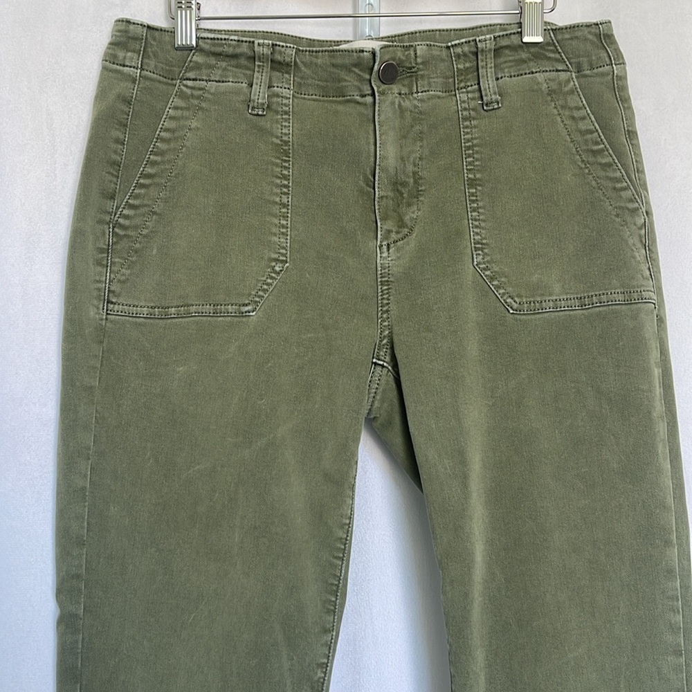 Paige Mayslie Jogger Pants Size 28 Olive Green Cropped Ankle Zip Stretch EUC - Picture 4 of 15